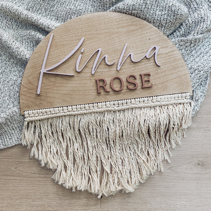 Berkley | Custom 3D Name Sign | Macrame Nursery Decor
