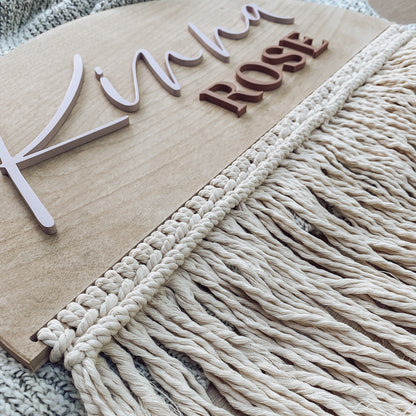 Berkley | Custom 3D Name Sign | Macrame Nursery Decor