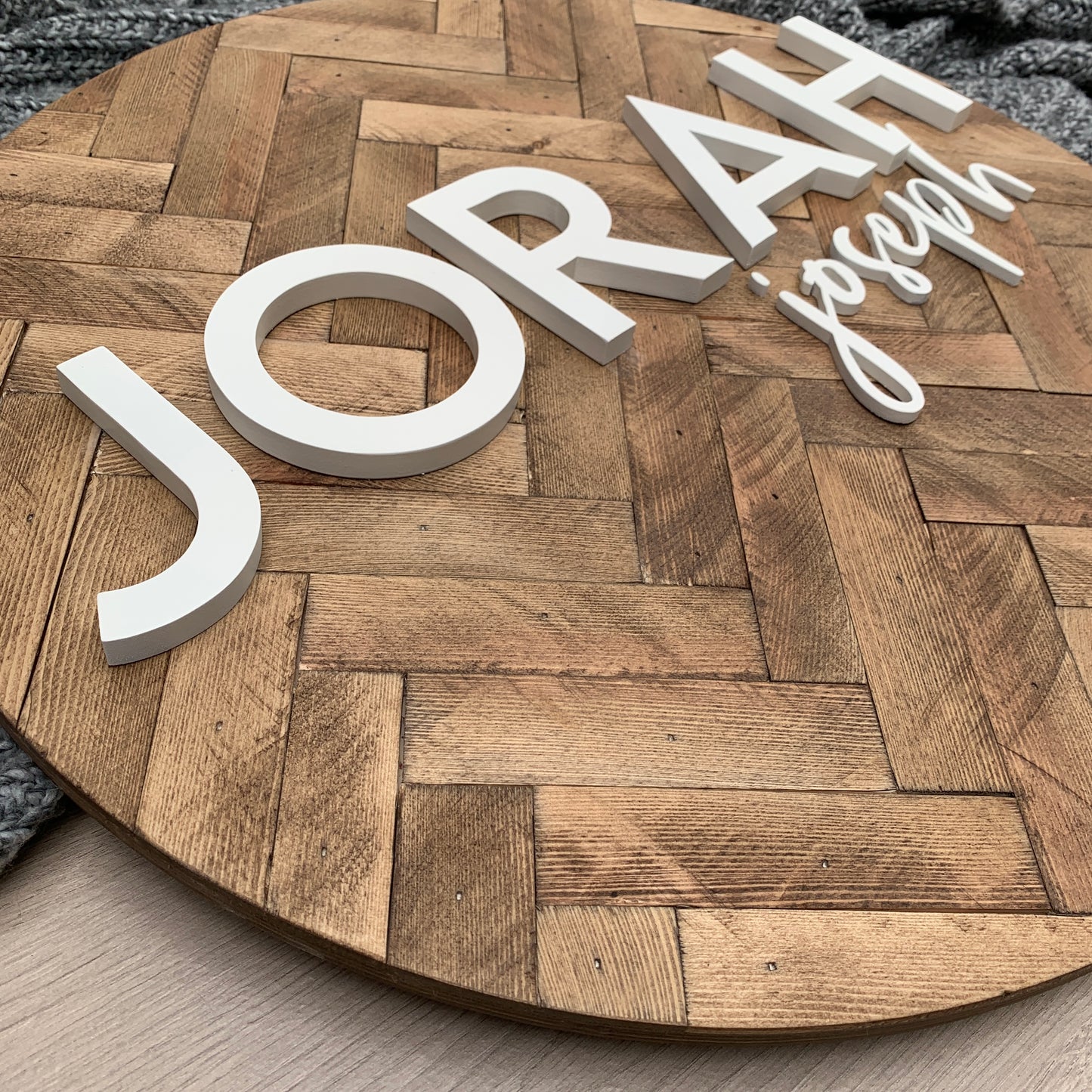 Herringbone | Custom 3D Name Sign | Farmhouse Chic Home Decor