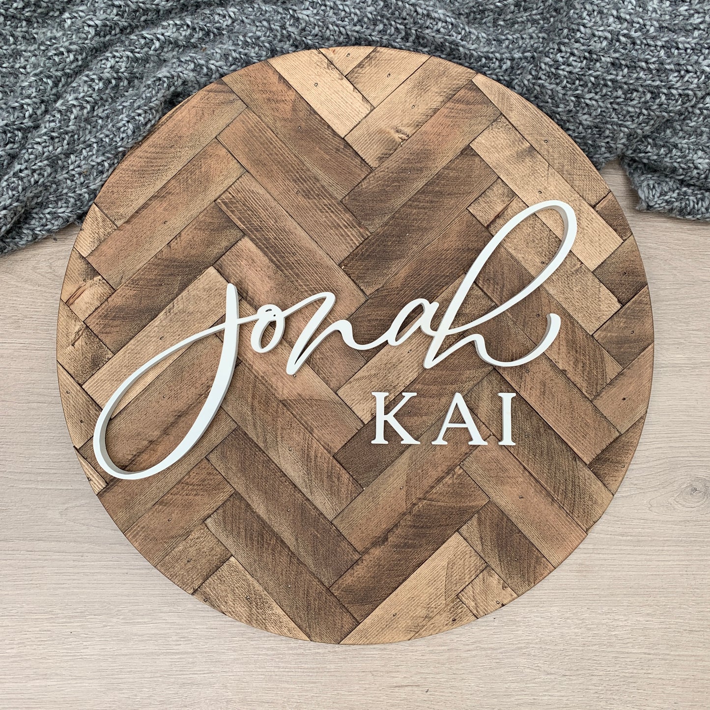 Herringbone | Custom 3D Name Sign | Farmhouse Chic Home Decor