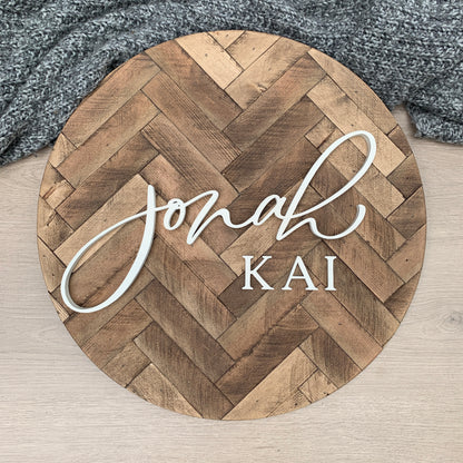 Herringbone | Custom 3D Name Sign | Farmhouse Chic Home Decor