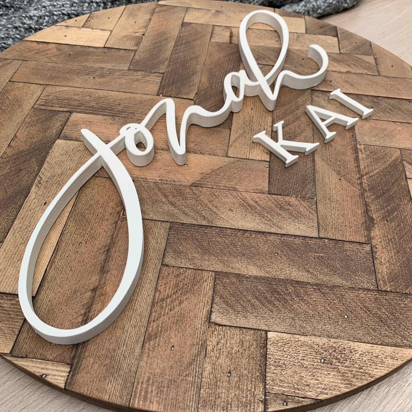 Herringbone | Custom 3D Name Sign | Farmhouse Chic Home Decor