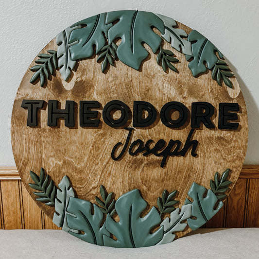 Bodhi Border | Custom 3D Name Sign | Farmhouse Chic Nursery Decor