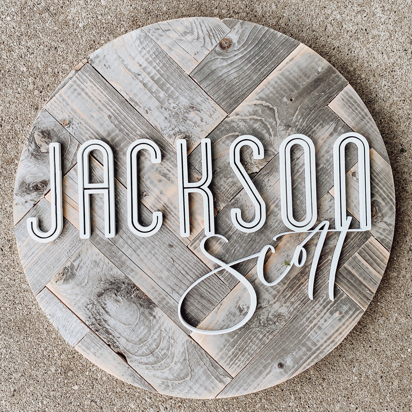 Herringbone | Custom 3D Name Sign | Farmhouse Chic Home Decor