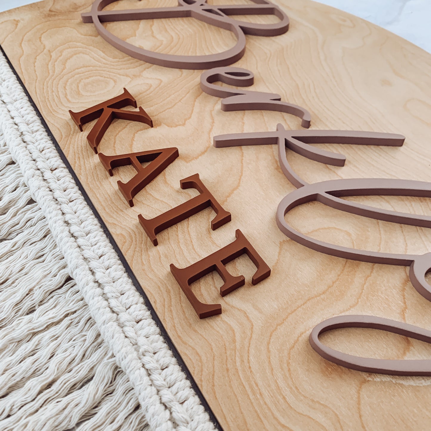 Berkley | Custom 3D Name Sign | Macrame Nursery Decor