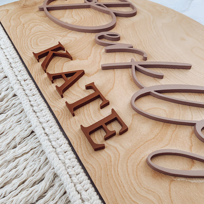 Berkley | Custom 3D Name Sign | Macrame Nursery Decor
