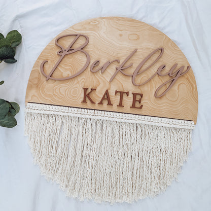 Berkley | Custom 3D Name Sign | Macrame Nursery Decor