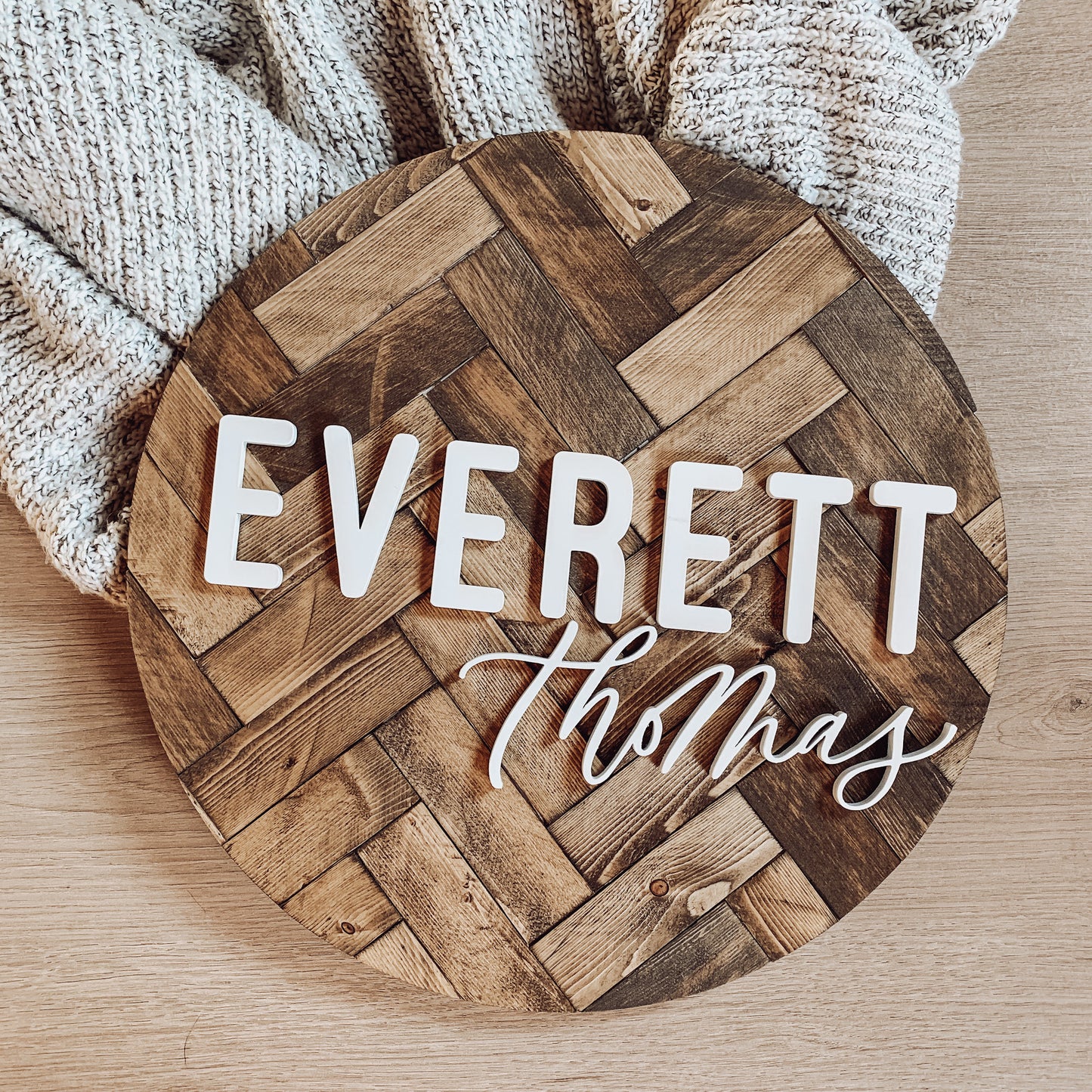 Herringbone | Custom 3D Name Sign | Farmhouse Chic Home Decor