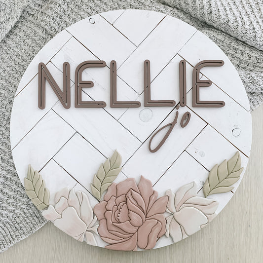 Nellie | Custom 3D Name Sign | Farmhouse Chic Nursery Decor