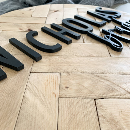 Herringbone | Custom 3D Name Sign | Farmhouse Chic Home Decor