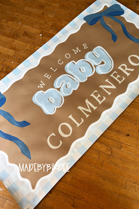 Gingham Bows | Custom Baby Shower Banner | Personalized Party Decor