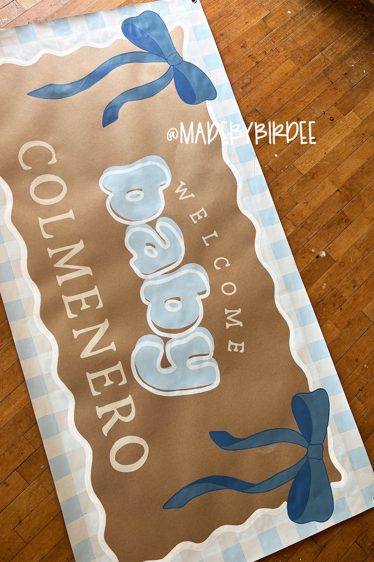 Gingham Bows | Custom Baby Shower Banner | Personalized Party Decor