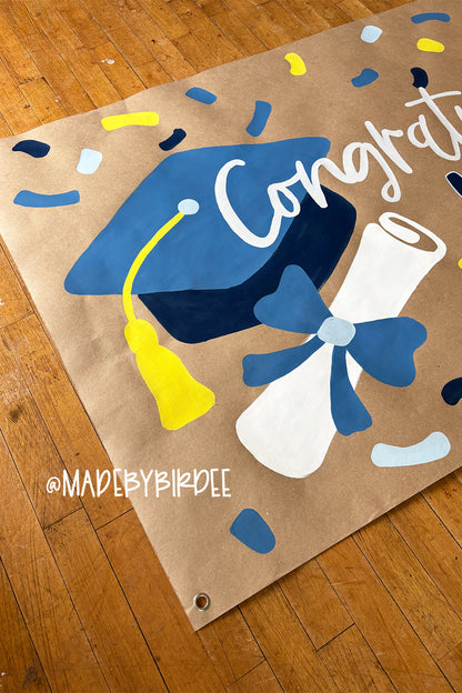 Confetti Grad | Custom Graduation Banner | Personalized Party Decor