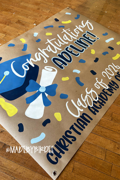 Confetti Grad | Custom Graduation Banner | Personalized Party Decor