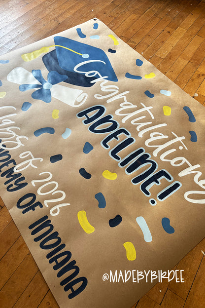 Confetti Grad | Custom Graduation Banner | Personalized Party Decor