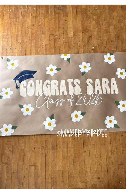 Daisy Grad | Custom Graduation Banner | Personalized Party Decor