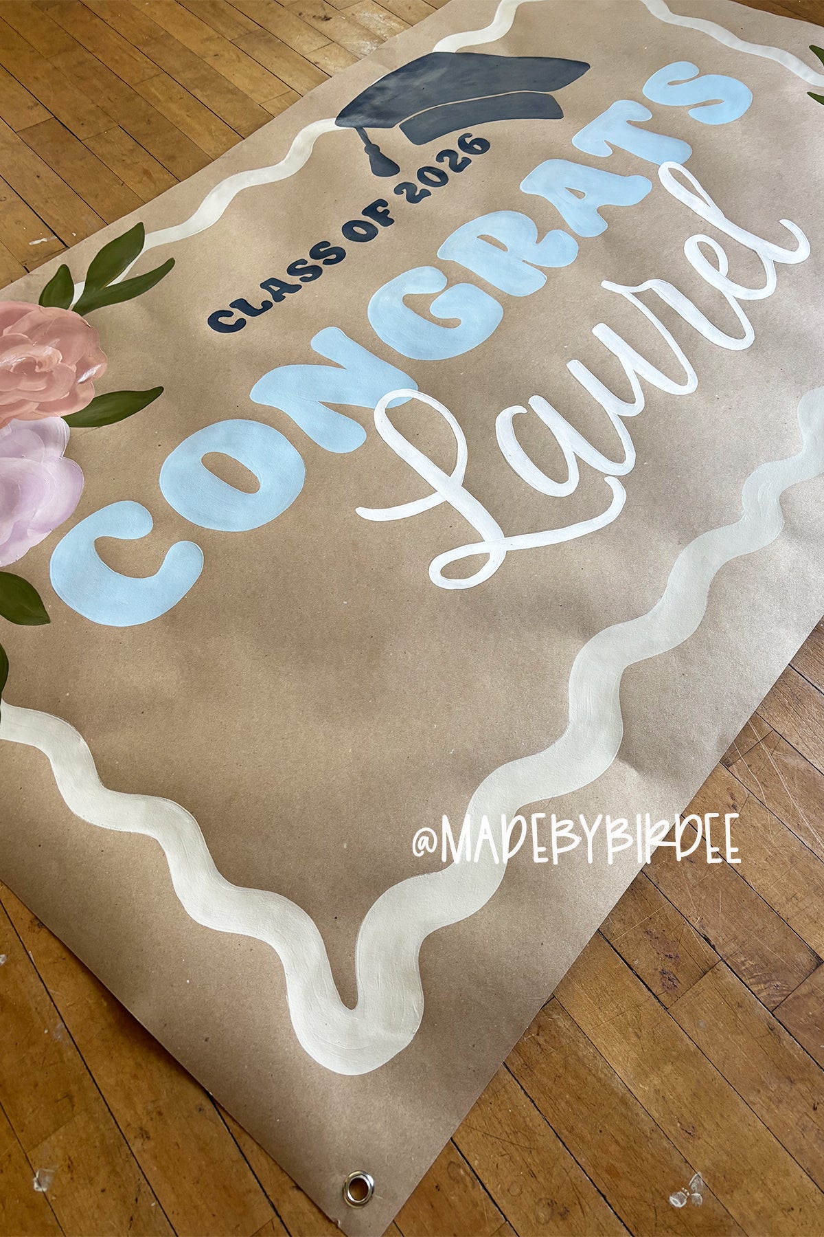 Floral Grad | Custom Graduation Banner | Personalized Party Decor