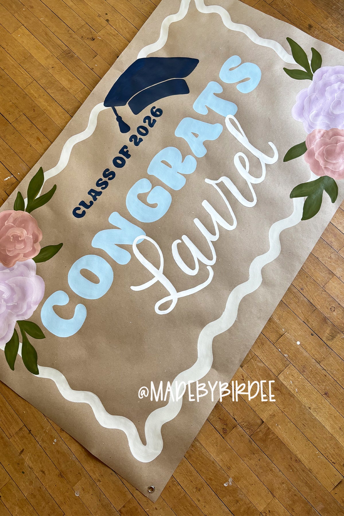 Floral Grad | Custom Graduation Banner | Personalized Party Decor