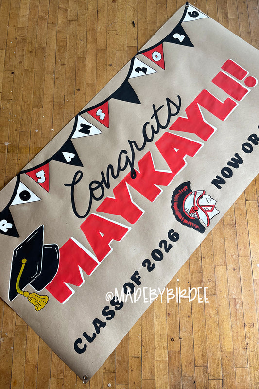 Trojans Grad | Custom Graduation Banner | Personalized Party Decor