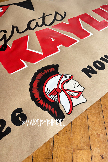 Trojans Grad | Custom Graduation Banner | Personalized Party Decor